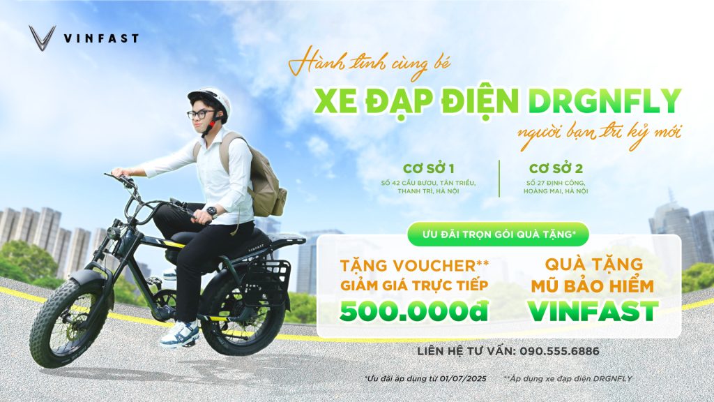 Xe đạp điện trợ lực Vinfast Drgnfly giảm sốc tại Vinfast Vĩnh Thành năm 2025