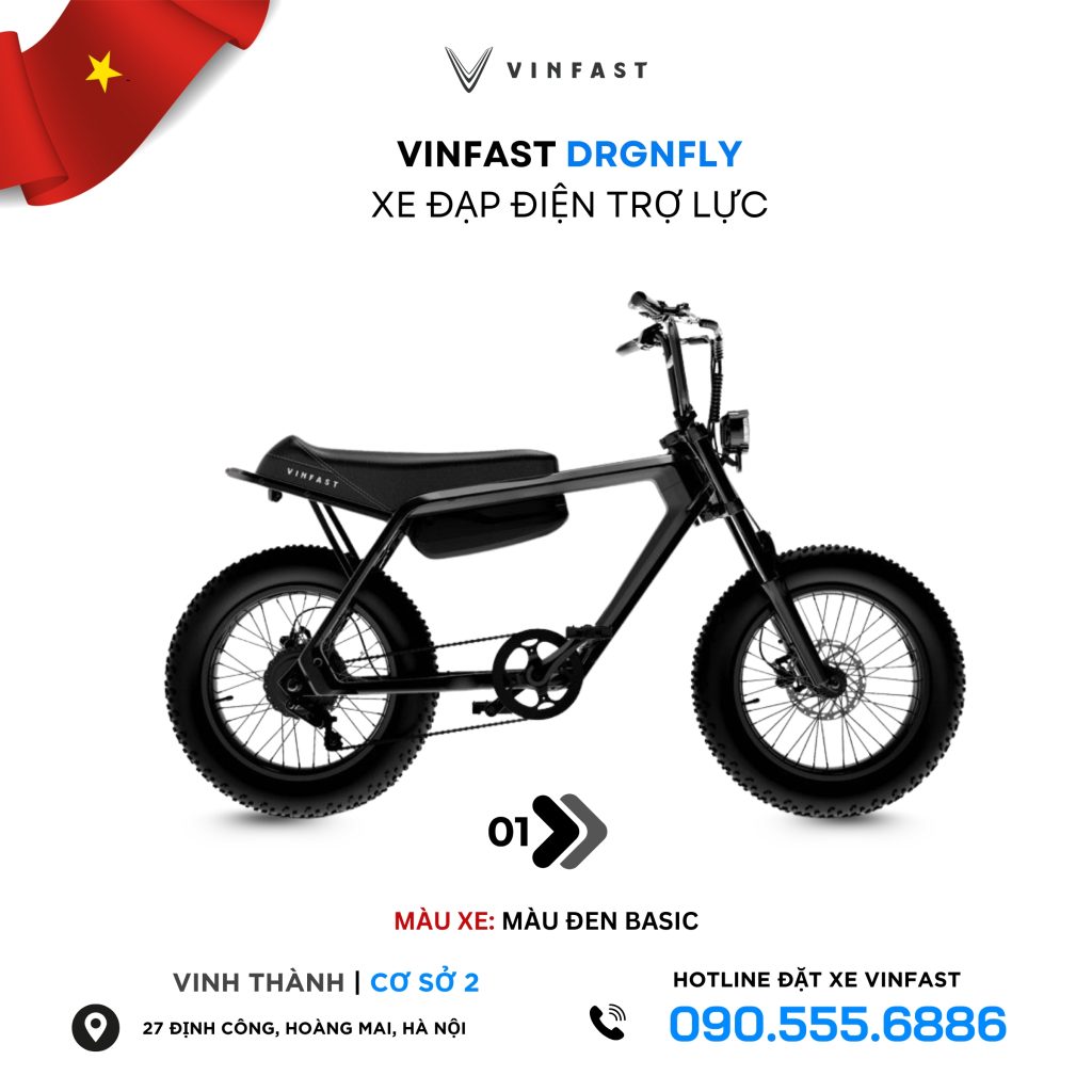 Xe đạp trợ lực Vinfast Drgnfly màu đen 2025 tại Vinfast Vĩnh Thành
