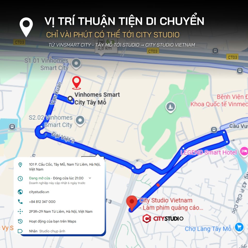 Vị trí thuận tiện di chuyển Vinsmart City Tây Mỗ - City Studio